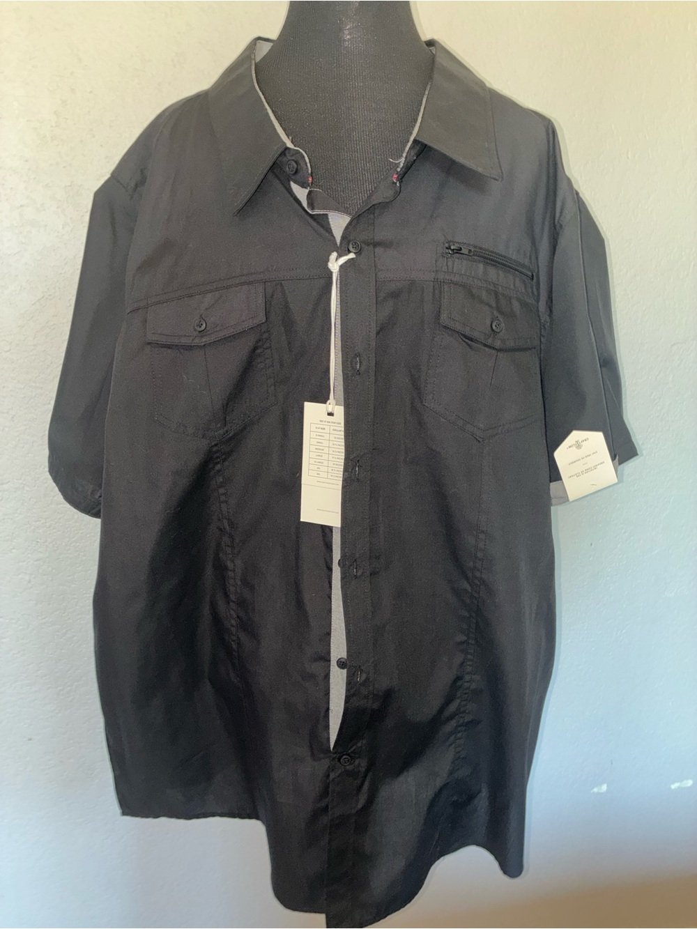 Craft+Flow Shirt Men's 3XL Black Solid Short Sleeve Utility Pocket Button NWT